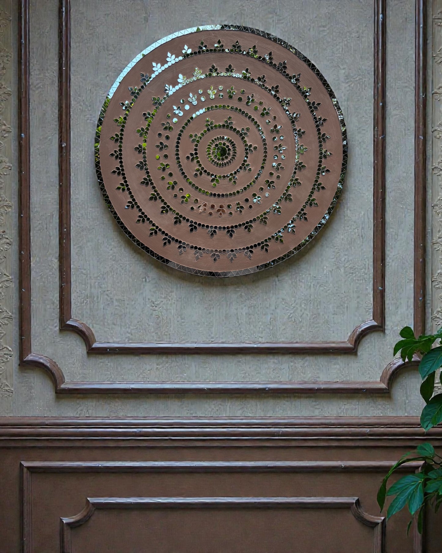 Rose Radiance | Handcrafted Round Mirror Mosaic Wall Hanging