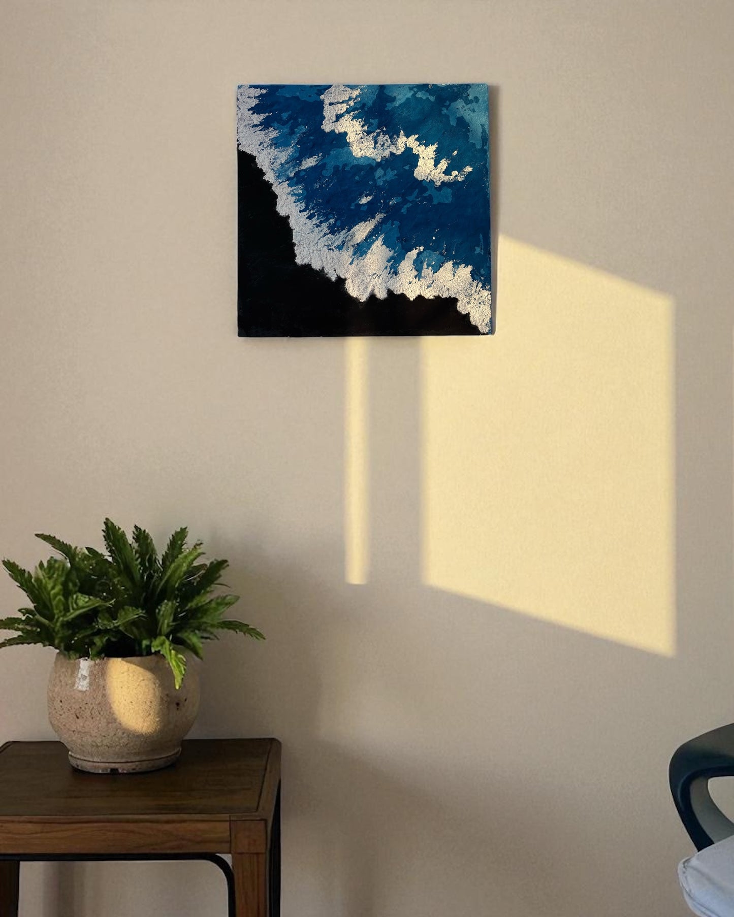 Ocean Drift – Handmade Blue & White Textured Wall Art