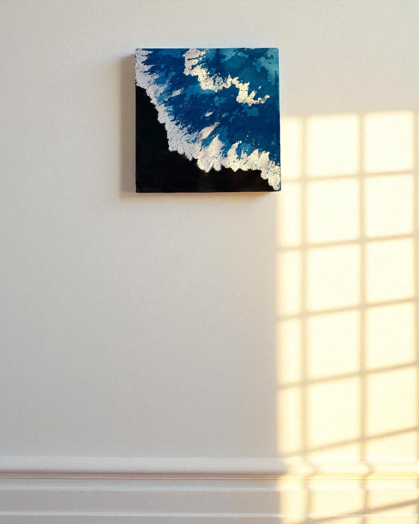 Ocean Drift – Handmade Blue & White Textured Wall Art