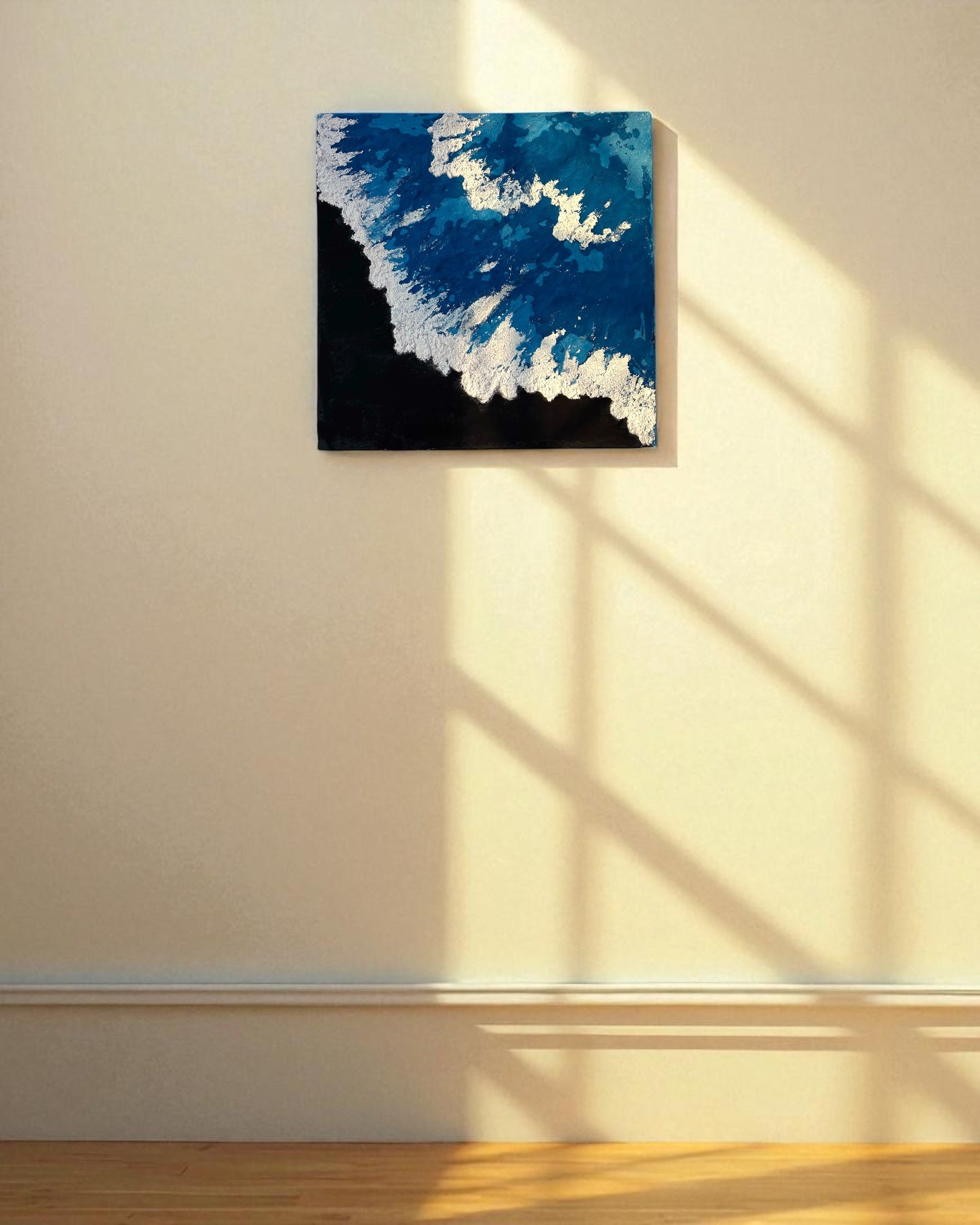 Ocean Drift – Handmade Blue & White Textured Wall Art