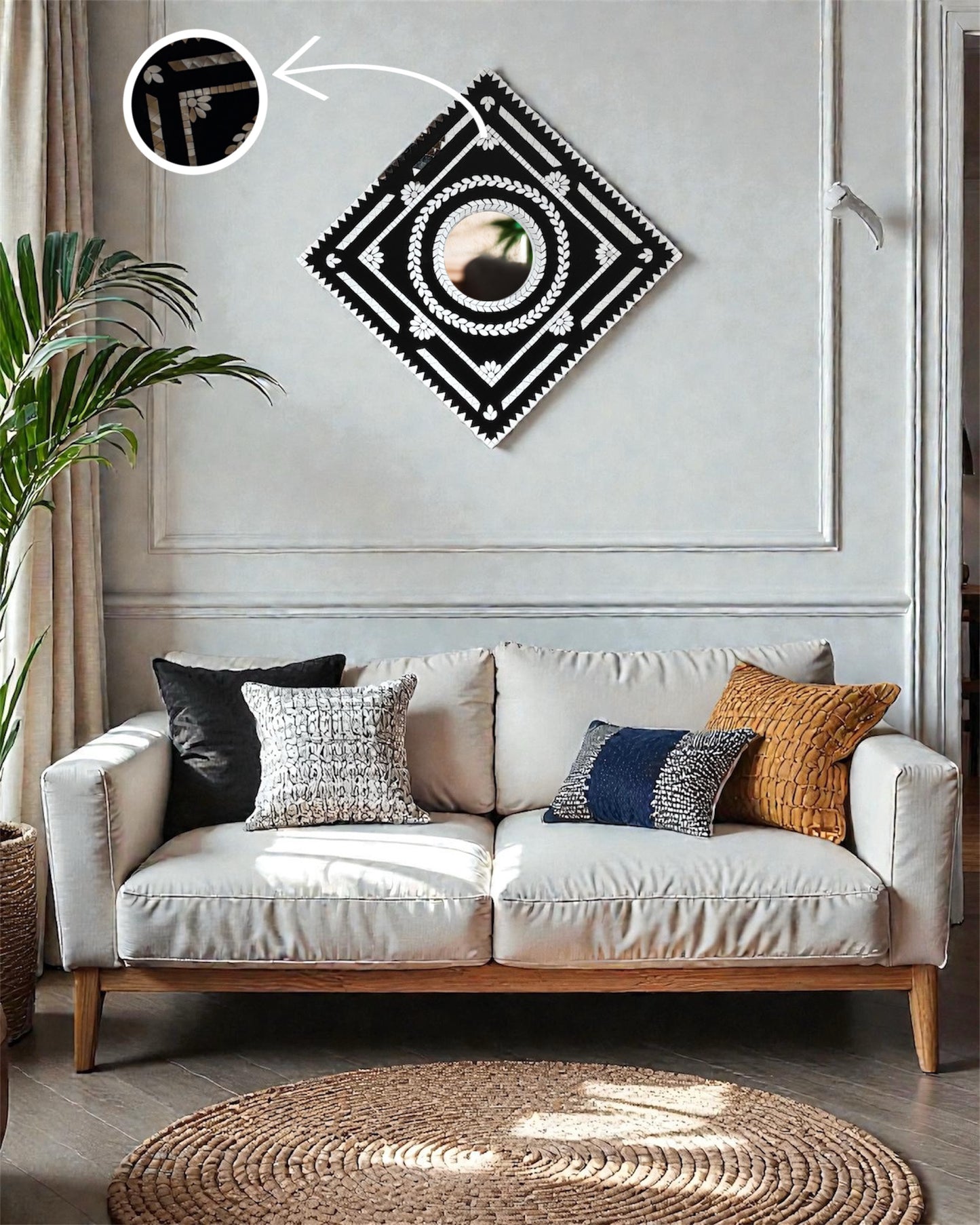 Emerald Prism Mirror Mosaic Wall Hanging-Handcrafted Diamond design By Mirroza