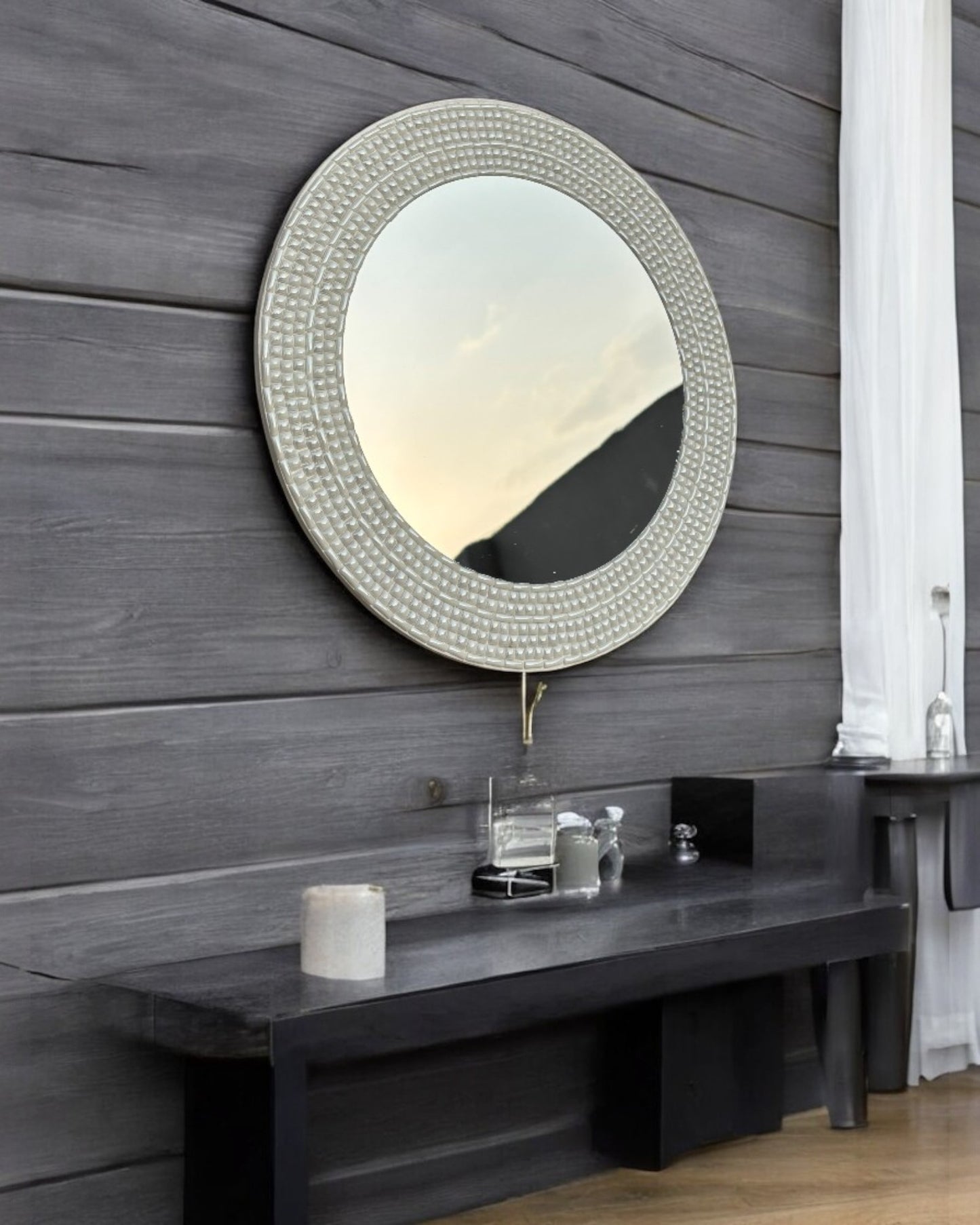 ivory bloom mirror above console