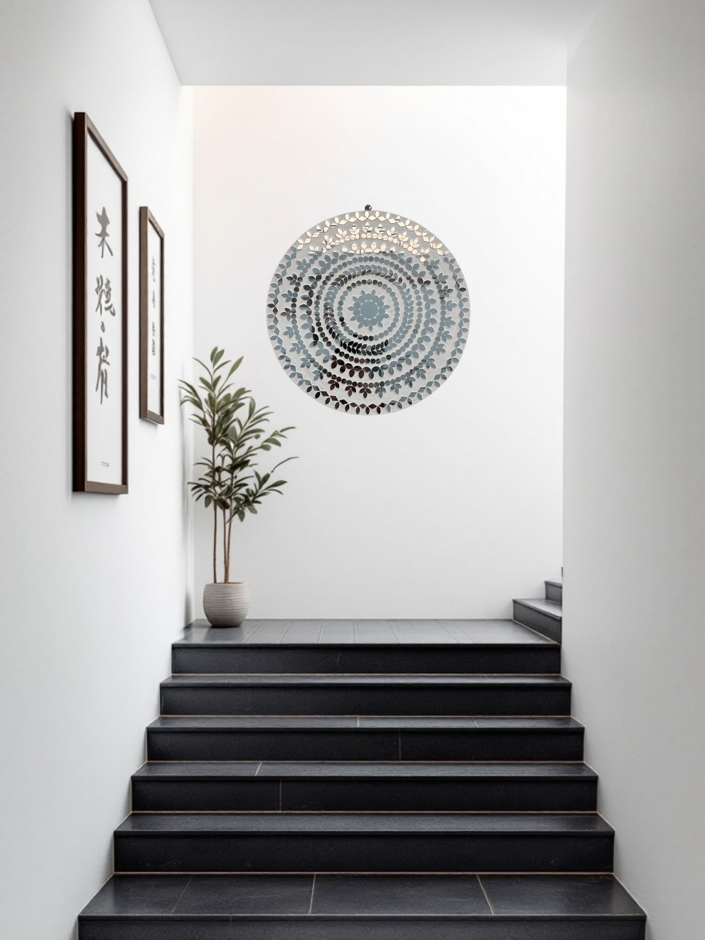 Close-up of hanging mechanism of handcrafted mosaic mirror by Mirroza