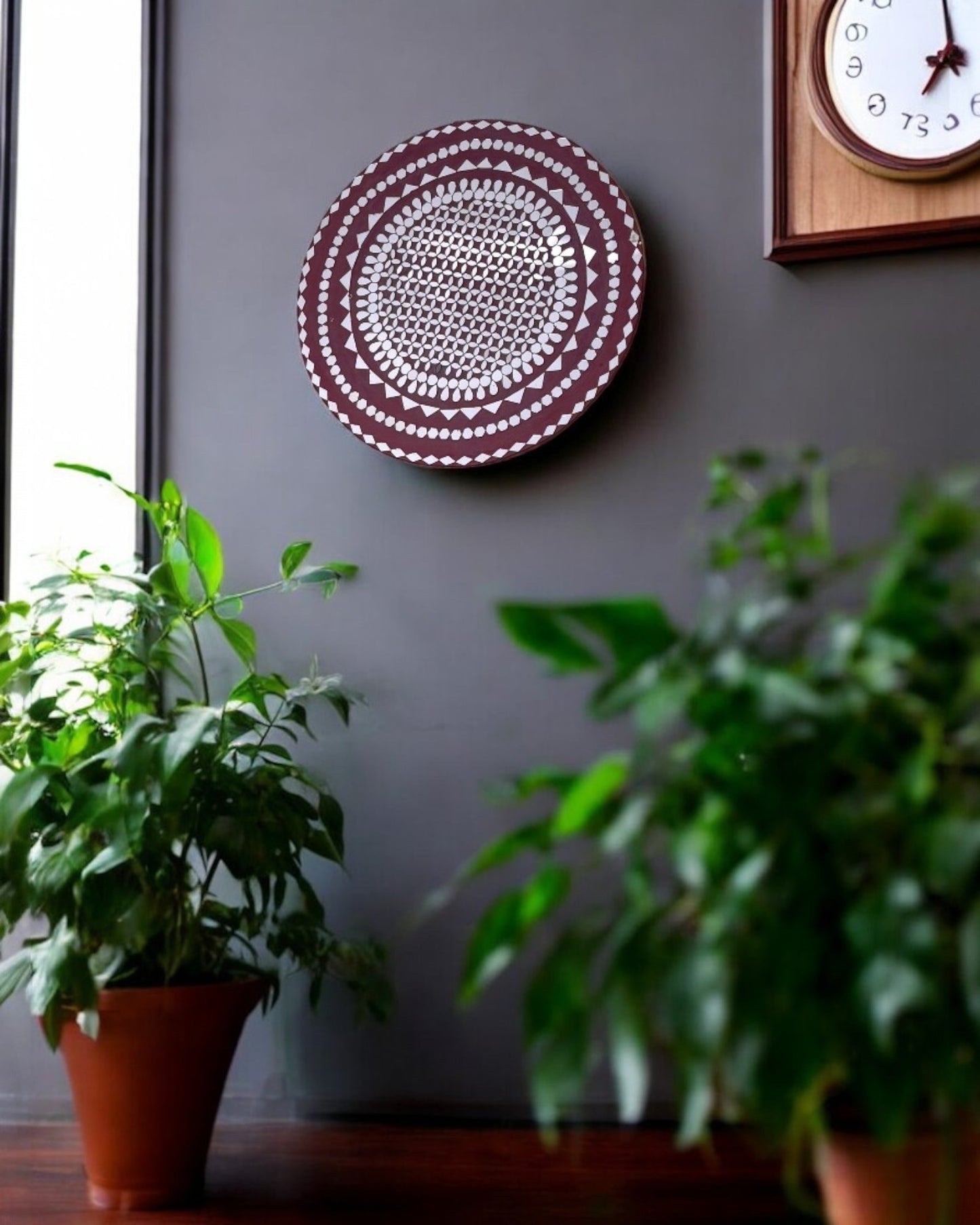 Raspberry Mandala – Handmade Mirror Mosaic Wall Hanging