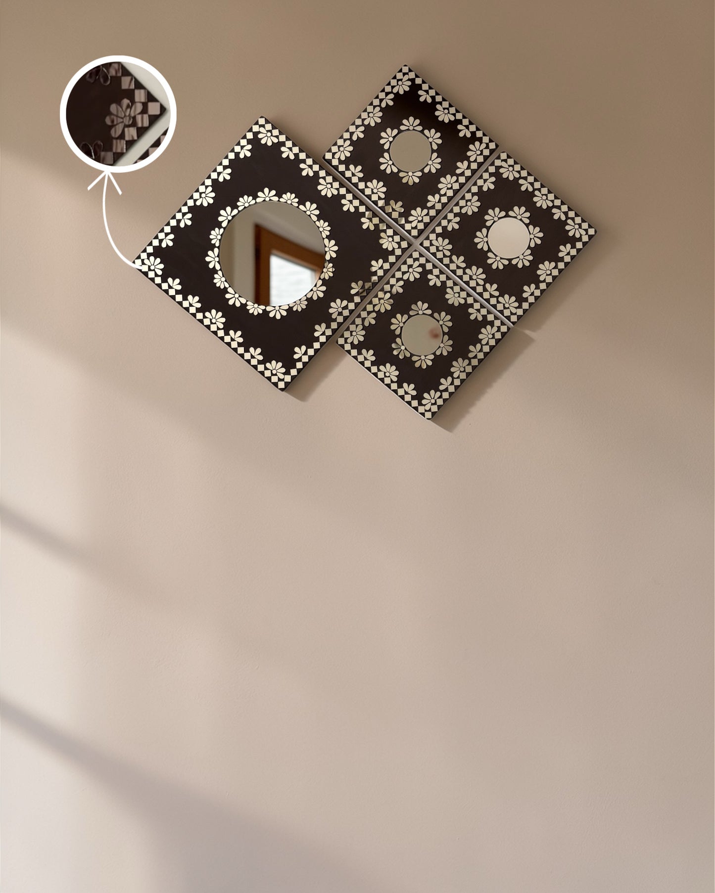 Midnight Merlot 4-Piece Mirror Mosaic Wall Hanging Set | Handcrafted by Mirroza