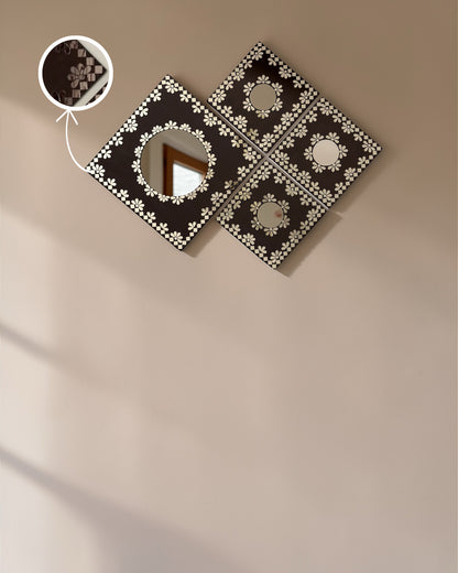 Midnight Merlot 4-Piece Mirror Mosaic Wall Hanging Set | Handcrafted by Mirroza