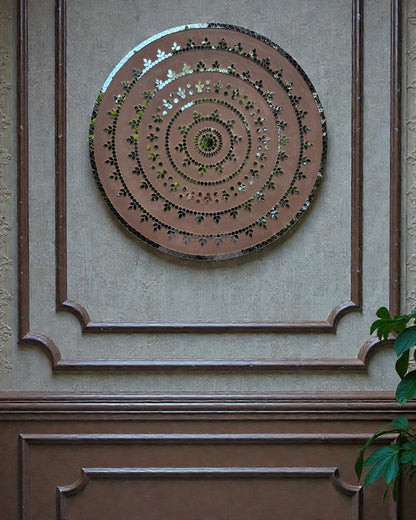 Rose Radiance | Handcrafted Round Mirror Mosaic Wall Hanging