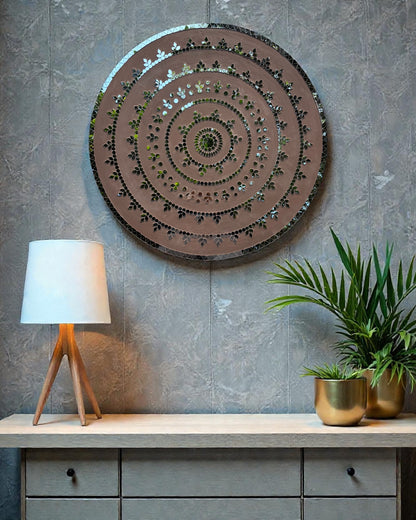 Rose Radiance | Handcrafted Round Mirror Mosaic Wall Hanging