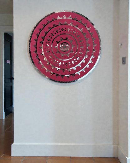 Rose Radiance | Handcrafted Round Mirror Mosaic Wall Hanging