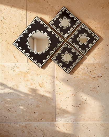 Midnight Merlot 4-Piece Mirror Mosaic Wall Hanging Set | Handcrafted by Mirroza