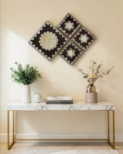 Midnight Merlot 4-Piece Mirror Mosaic Wall Hanging Set | Handcrafted by Mirroza