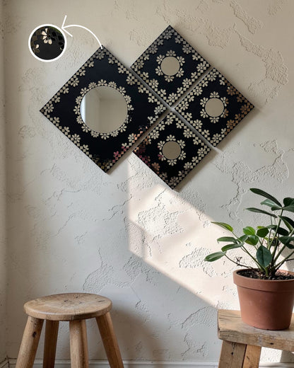 Midnight Merlot 4-Piece Mirror Mosaic Wall Hanging Set | Handcrafted by Mirroza