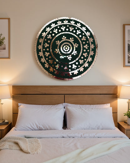 Rose Radiance | Handcrafted Round Mirror Mosaic Wall Hanging