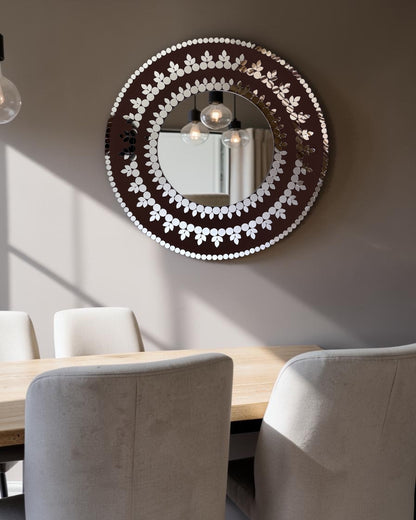 Midnight Bloom – Handcrafted Round Mosaic Wall Hanging Mirror