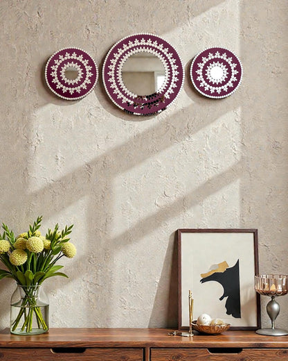 Midnight Bloom 3-Piece Mirror Mosaic Wall Art | Handmade Wall Hanging Set By Mirroza