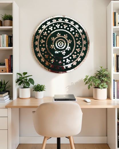 Rose Radiance | Handcrafted Round Mirror Mosaic Wall Hanging