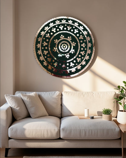 Rose Radiance | Handcrafted Round Mirror Mosaic Wall Hanging