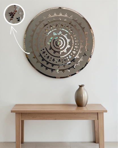 Rose Radiance | Handcrafted Round Mirror Mosaic Wall Hanging