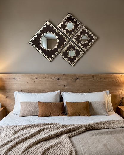Midnight Merlot 4-Piece Mirror Mosaic Wall Hanging Set | Handcrafted by Mirroza