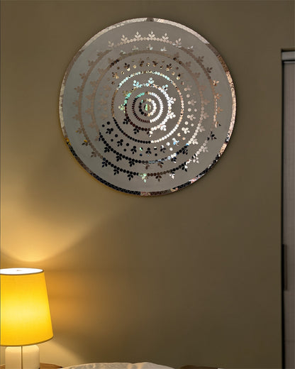 Rose Radiance | Handcrafted Round Mirror Mosaic Wall Hanging