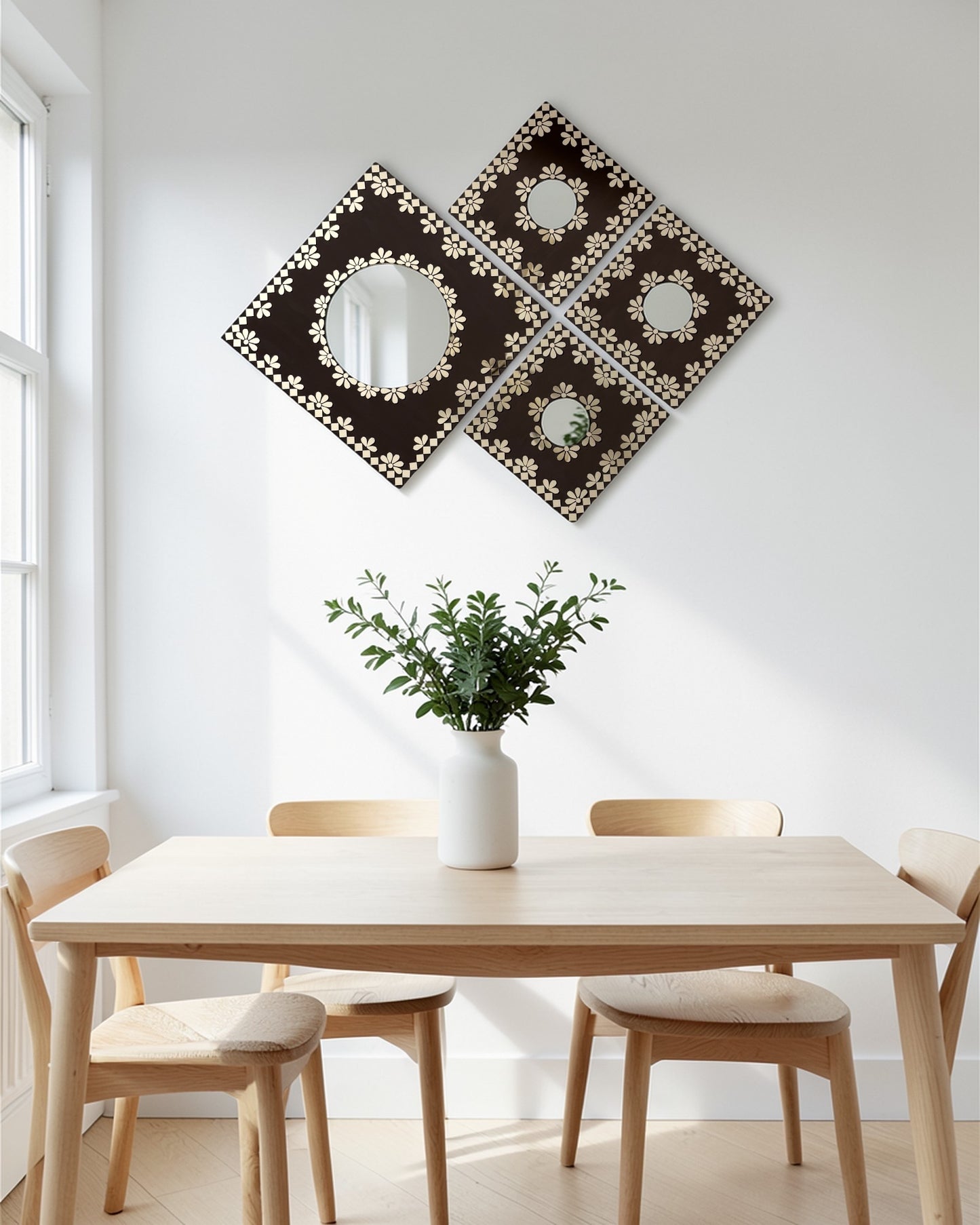 Midnight Merlot 4-Piece Mirror Mosaic Wall Hanging Set | Handcrafted by Mirroza
