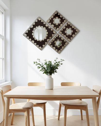 Midnight Merlot 4-Piece Mirror Mosaic Wall Hanging Set | Handcrafted by Mirroza