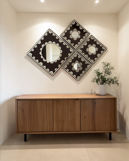 Midnight Merlot 4-Piece Mirror Mosaic Wall Hanging Set | Handcrafted by Mirroza