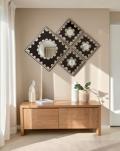 Midnight Merlot 4-Piece Mirror Mosaic Wall Hanging Set | Handcrafted by Mirroza
