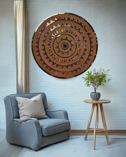 Rose Radiance | Handcrafted Round Mirror Mosaic Wall Hanging