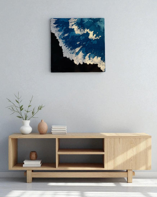 Ocean Drift – Handmade Blue & White Textured Wall Art