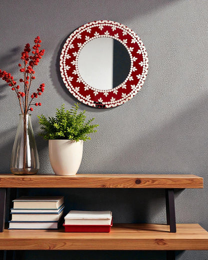 Velvet Amber Mirror Mosaic Wall Mirror – Handcrafted Round Floral Design by Mirroza