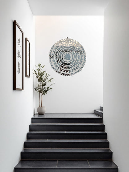 Close-up of hanging mechanism of handcrafted mosaic mirror by Mirroza