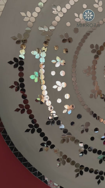 Rose Radiance | Handcrafted Round Mirror Mosaic Wall Hanging