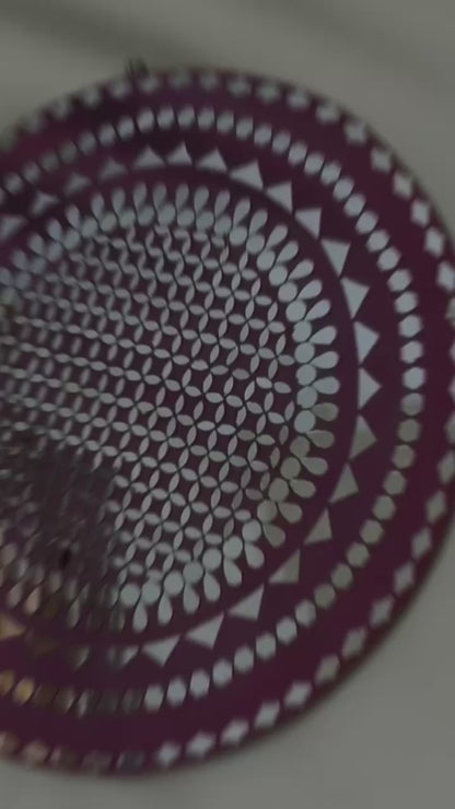 Raspberry Mandala – Handmade Mirror Mosaic Wall Hanging