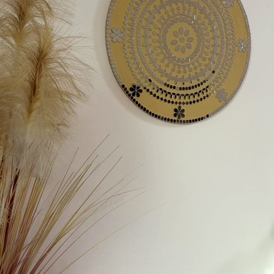 Yellow Floral round mirror mosaic product reveal