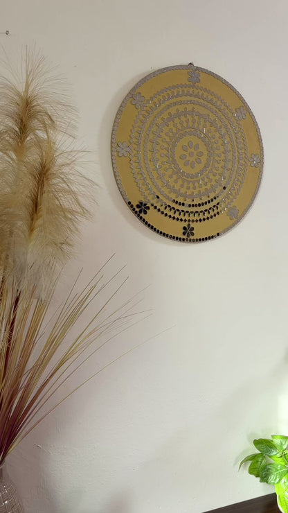 Yellow Floral round mirror mosaic product reveal