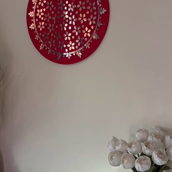 crimson blood round mirror mosaic product reveal