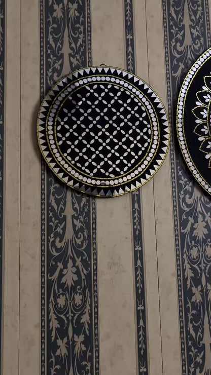 Black & Gold Mandala Mirror Mosaic Wall Hanging Round Set by Mirroza (3-Pack)