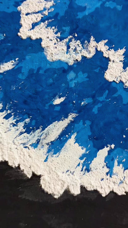 Ocean Drift – Handmade Blue & White Textured Wall Art