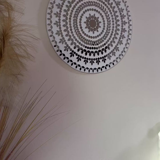White Bloom handcrafted round mirror mosaic wall art reveal video