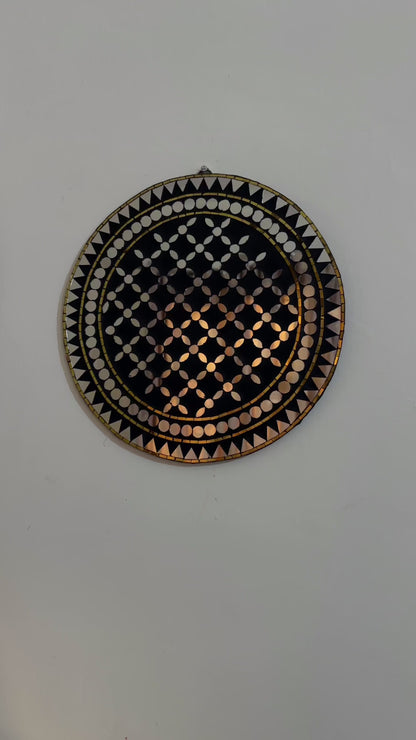 Black & Gold Mandala Mirror Mosaic Wall Hanging Round Set by Mirroza (3-Pack)