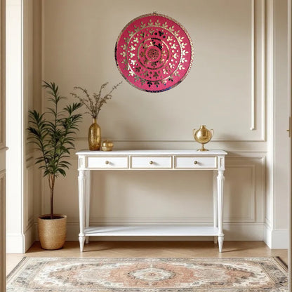 rose radiance displayed in a entrance hallway setting on a beige wall.