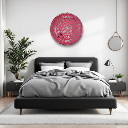 Front view, featuring the Rose Radiance mosaic mirror wall art by Mirroza.
