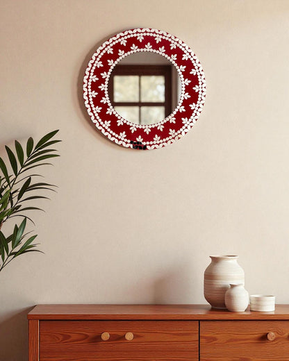 Velvet Amber Mirror Mosaic Wall Mirror – Handcrafted Round Floral Design by Mirroza